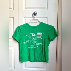 green crop top of Betsy Bear